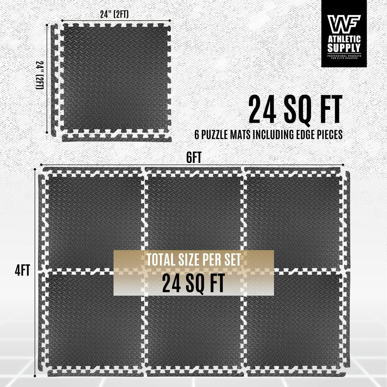 CAP Barbell Puzzle Exercise Mats 24 x 24 x 3/4-Inch