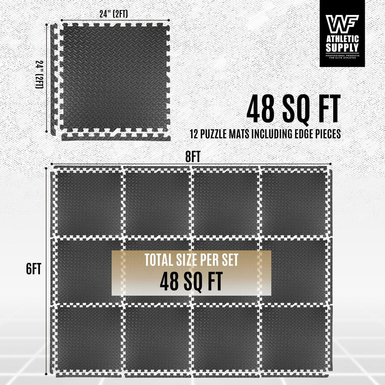 CAP Barbell Puzzle Exercise Mats 24 x 24 x 3/4-Inch