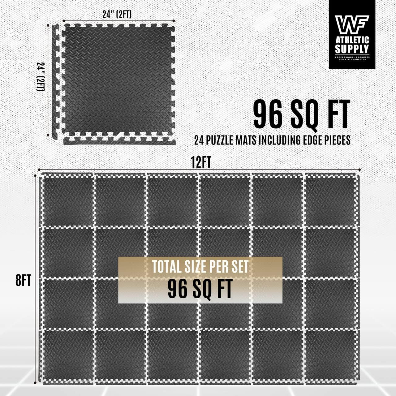 CAP Barbell Puzzle Exercise Mats 24 x 24 x 3/4-Inch