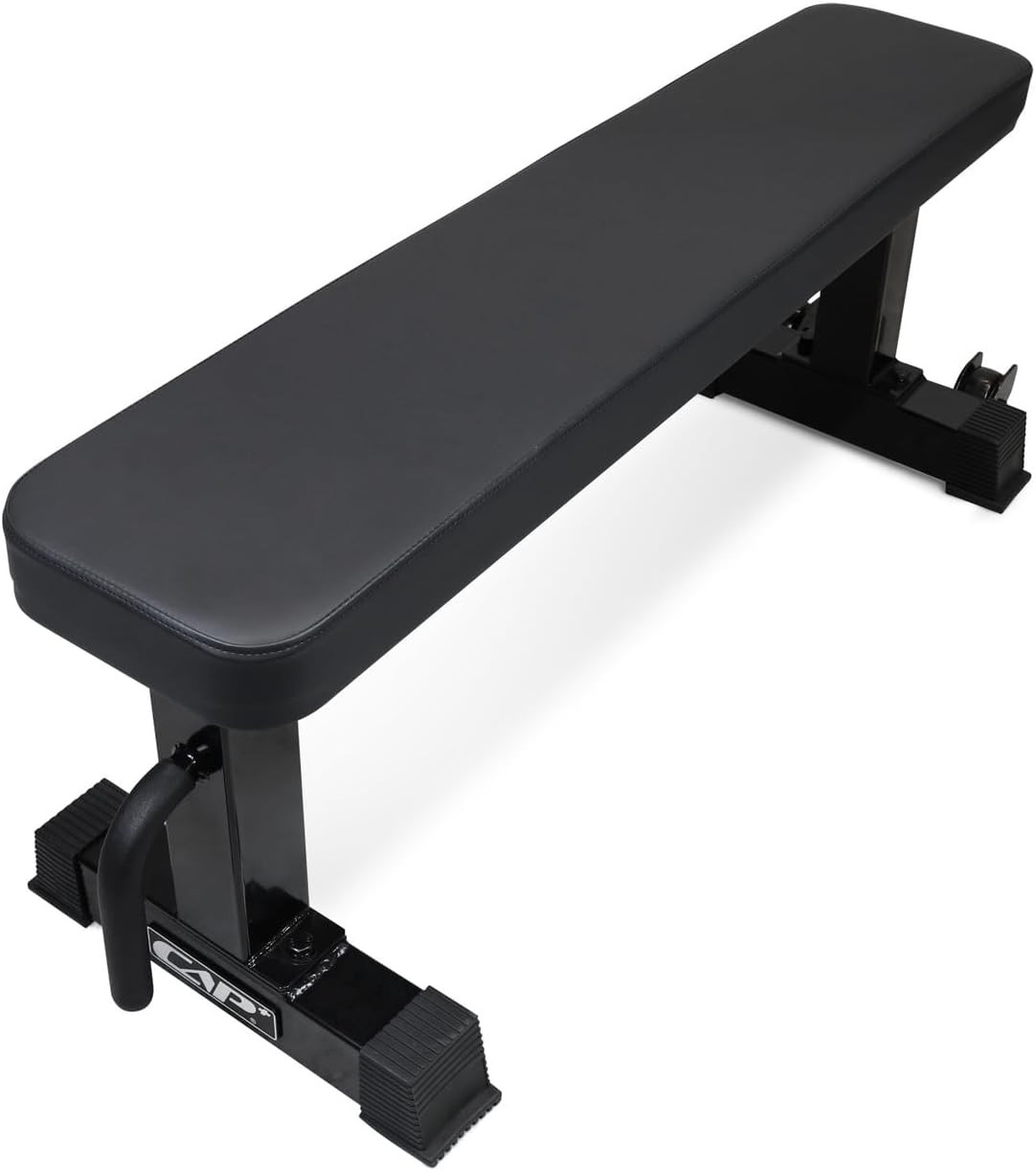Commercial Grade Flat Weight Bench with Wheels, Black
