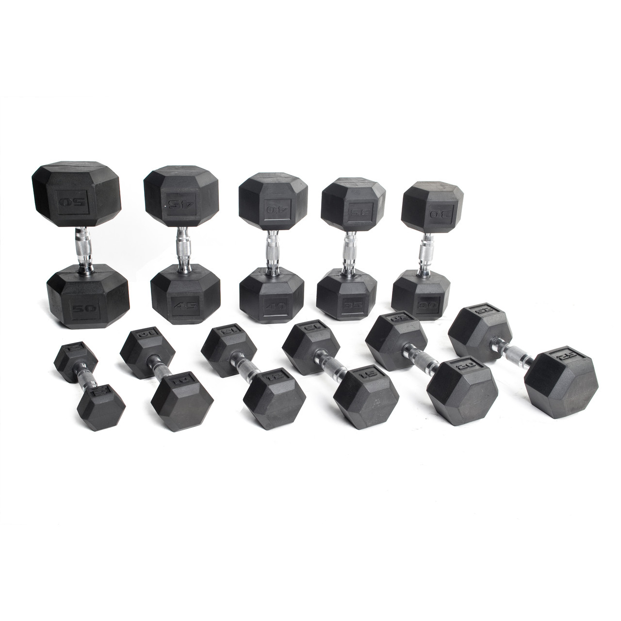 CAP Barbell 5-70lb Rubber Hex Dumbbell Set with Rack
