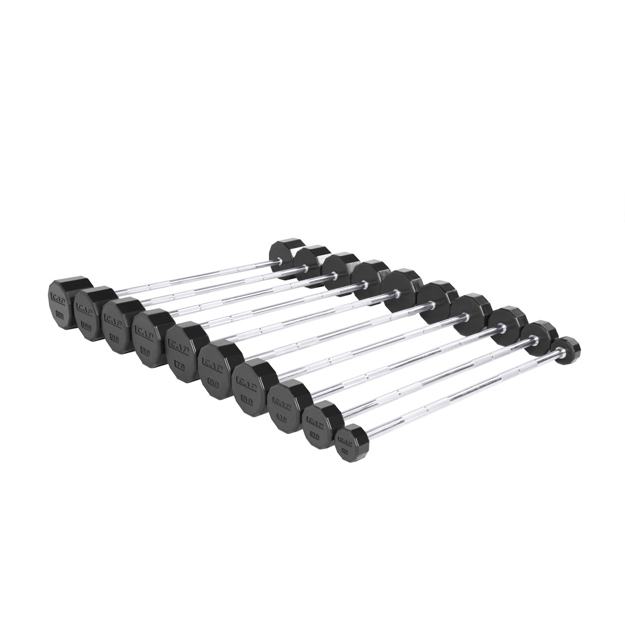 12-sided Commercial Rubber Barbells with Straight Handles