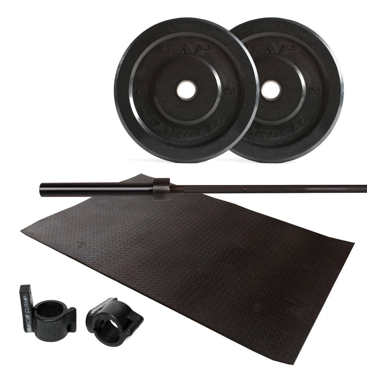 95 lb Bumper Plate Set with Bar- WF Athletic Supply