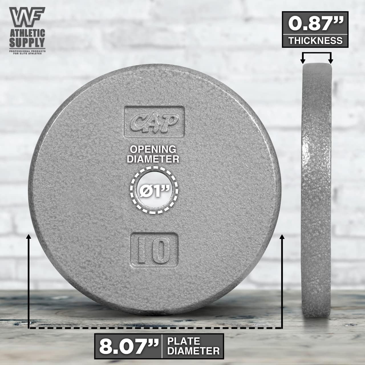 Standard Grey Solid Cast Iron Weight Plates, 1-inch Diameter