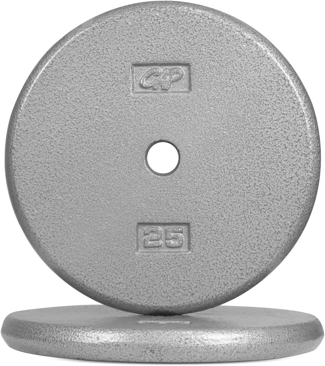 Standard Grey Solid Cast Iron Weight Plates, 1-inch Diameter