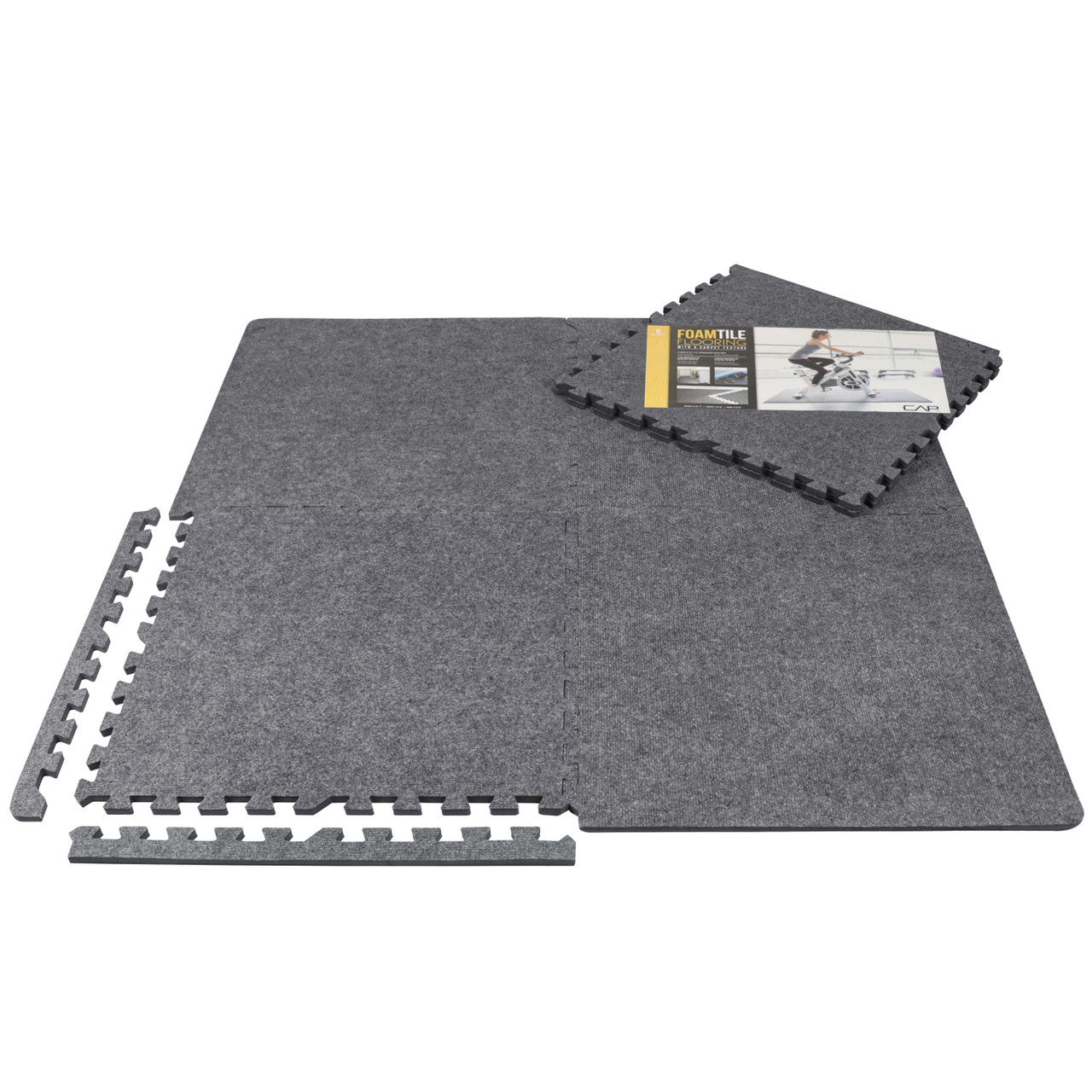 Carpet Top Interlocking EVA Foam Floor Tiles, 24-inch x 24-inch x