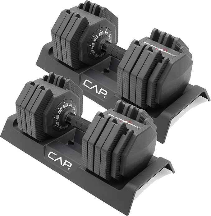 55 lb Adjustable Dumbbell in Black Handle - Pair