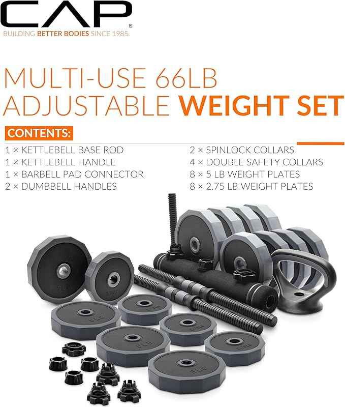 Jeu D'haltères Réglables CAP Barbell 66 Lb - Poids Polyvalent Pour Musculation