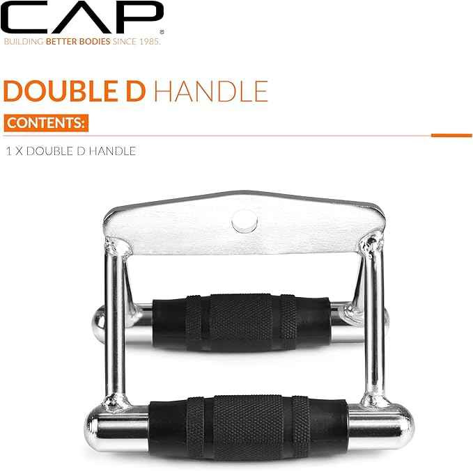 CAP Barbell Deluxe Double D Handle with Rubber Handgrips