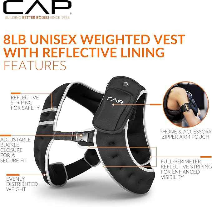Weighted Vest | 8lb -30lbs | Reflective Workout Vest - Black