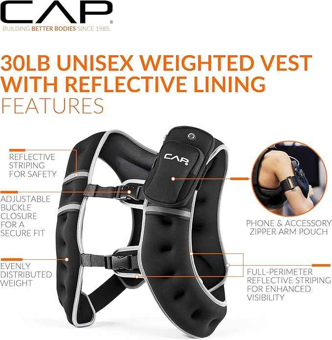 Weighted Vest | 8lb -30lbs | Reflective Workout Vest - Black
