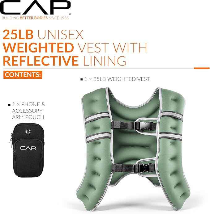 Weighted Vest | 8lb -30lbs | Reflective Workout Vest - Green