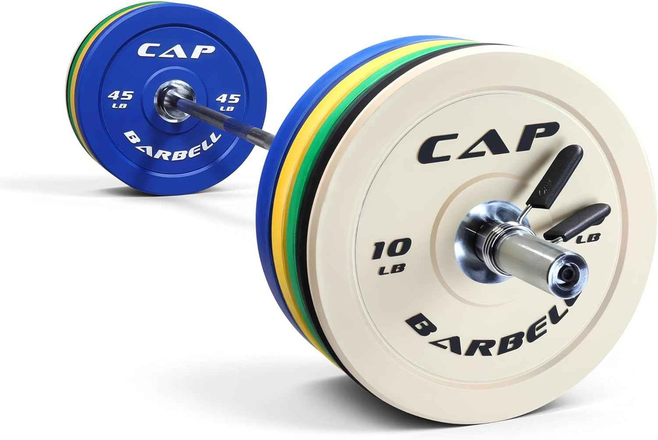 CAP Barbell Olympic Weight Set with 7ft Barbell & Bumper Plates