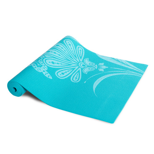 Tone Fitness Yoga Mat with Floral Pattern, Teal Tone Fitness Yoga Mat with Floral Pattern, Teal