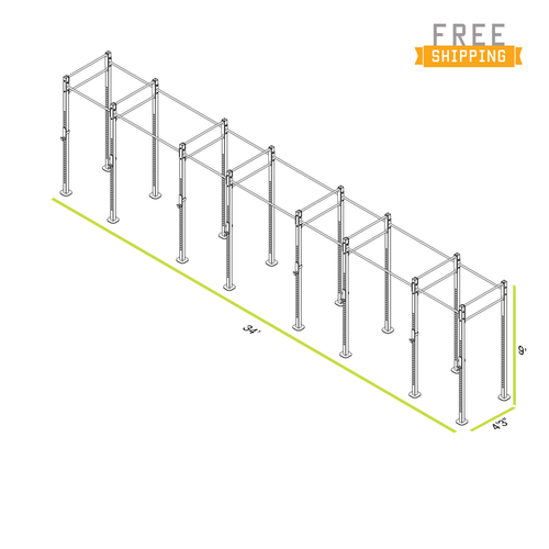 CAP+ 34-foot Free Standing Rig System - 8 Squat/Bench Stations CAP+ 34-foot Free Standing Rig System - 8 Squat/Bench Stations