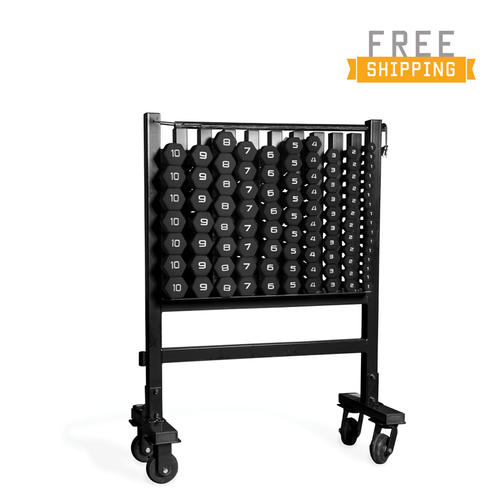 All Black Neoprene Aerobic Hex Dumbbell 456lb Pack with Storage Rack for Group Fitness All Black Neoprene Aerobic Hex Dumbbell 456lb Pack with Storage Rack for Group Fitness