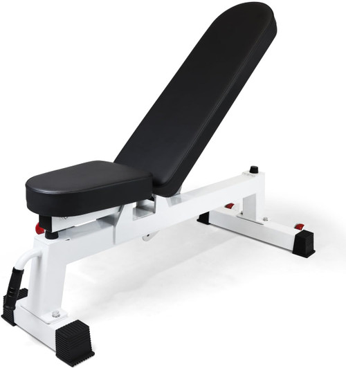 CAP+ Commercial Grade 7 Position Utility Adjustable Bench with Wheels, White CAP+ Commercial Grade 7 Position Utility Adjustable Bench with Wheels, White