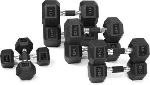 200LB (10, 20, 30, 40LB Pair) Hex Dumbbell Set with Rubber Grip Handle, Dumbbells Only or W/ Rack
