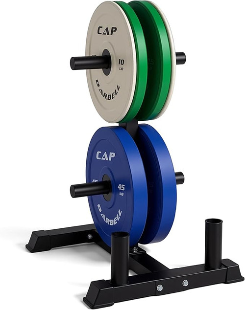CAP Barbell 2-Inch Olympic Bumper Plate Weight Set with 4 Post Rack 160 lbs - Competition