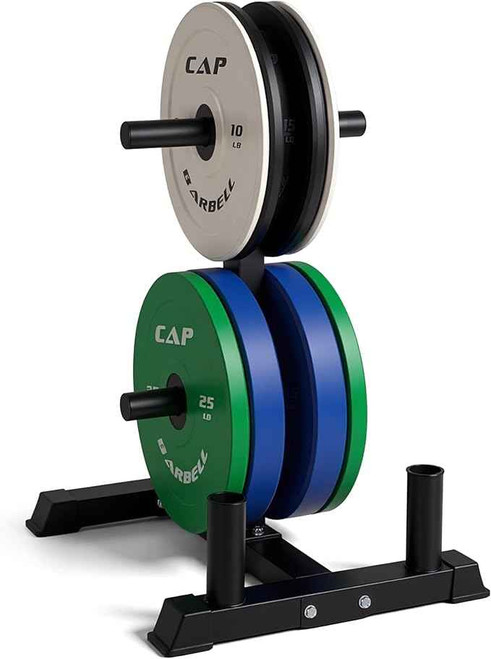 CAP Barbell 2-Inch Olympic Bumper Plate Weight Set with 4 Post Rack 190 lbs - Competition