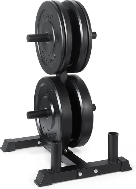 CAP Barbell 2-Inch Olympic Bumper Plate Weight Set with 4 Post Rack 160 lbs - Elite