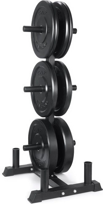 CAP Barbell 2-Inch Olympic Bumper Plate Weight Set with 6 Post Rack 190 lbs - Elite