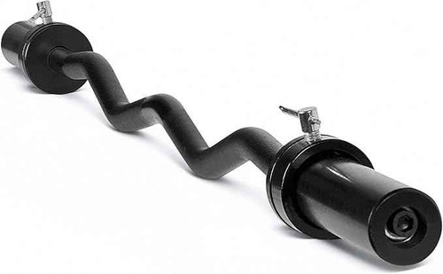 CAP Barbell 47-Inch Olympic EZ Curl Bar for 2-Inch Weight Plates - Black