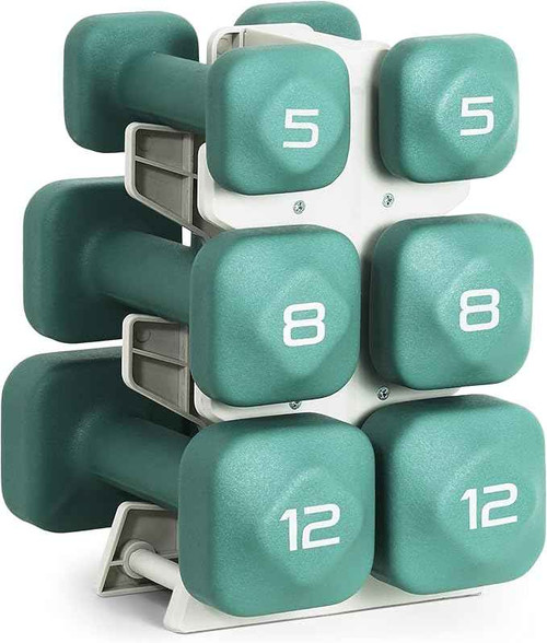 Tone Fitness Neoprene Dumbbell Set with Storage Rack – Non-Slip, Anti-Roll Hand Weights for Home Gym Workouts | 50 lb
