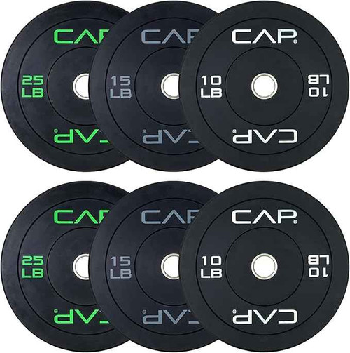 CAP Barbell 2-Inch Olympic Bumper Plate Weight Set | 100-370 lbs | Economy