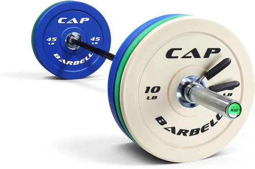 CAP Barbell Olympic Weight Set with 7ft Barbell & Bumper Plates | 160 lbs | Competition Pro Barbell