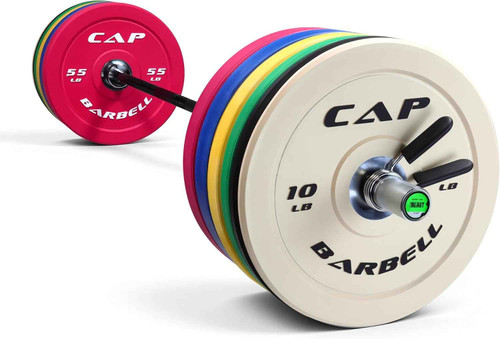 CAP Barbell Olympic Weight Set with 7ft Barbell & Bumper Plates | 370 lbs | Competition Pro Barbell