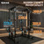 SAKAE Squat Rack with Cable Crossover System, Power Rack with LAT Pull Down, Pull-Up Bar, Dip Bars, Weight Bench, 260 LB Bumper Plates, 7 FT Olympic Bar & Training Attachments