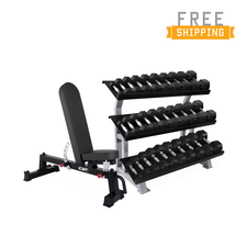 CAP+ 1050lb Rubber Hex Dumbbell Set & Storage Rack Combo