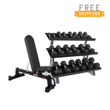 CAP+ 550 Rubber Hex Dumbbell Set & Storage Rack combo