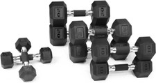 Rubber Encased 100LB(5, 10, 15, 20LB Pair) Hex Dumbbells with Rubber Grip Contoured Handle