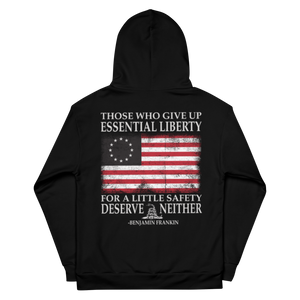 Patriot Series: Those that give up essential liberty for a little safety deserve neither - Dye Sublimated Unisex Hoodie Patriot Series: Those that give up essential liberty for a little safety deserve neither - Dye Sublimated Unisex Hoodie