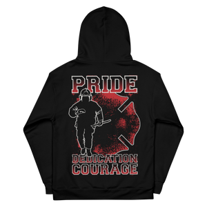 Red Line Series: Pride, Dedication & Courage - Dye Sublimated Unisex Hoodie Red Line Series: Pride, Dedication & Courage - Dye Sublimated Unisex Hoodie
