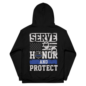 Thin Blue Line Series: Serve, Honor & Protect - Dye Sublimated Unisex Hoodie Thin Blue Line Series: Serve, Honor & Protect - Dye Sublimated Unisex Hoodie