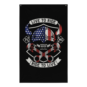 American Biker: Live To Ride, Ride To Live - Sublimated Flag American Biker: Live To Ride, Ride To Live - Sublimated Flag