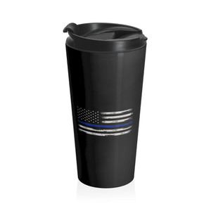 Thin Blue Line Series: Blue Line Flag - Stainless Steel Travel Mug Thin Blue Line Series: Blue Line Flag - Stainless Steel Travel Mug