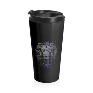 Thin Blue Line Series: Blue Line Lion - Stainless Steel Travel Mug