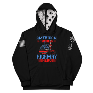 Blue Collar Series: American Truckers...Highway Hero - Dye Sublimated Unisex Hoodie Blue Collar Series: American Truckers...Highway Hero - Dye Sublimated Unisex Hoodie