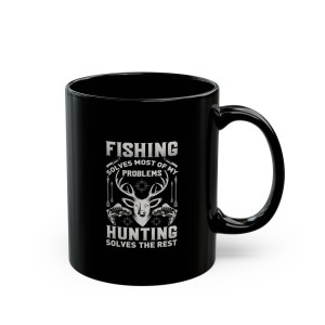 Fishing Solves Most Of My Problems - 11oz Black Mug Fishing Solves Most Of My Problems - 11oz Black Mug