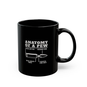 The Anatomy Of A Pew - 11oz Black Mug The Anatomy Of A Pew - 11oz Black Mug