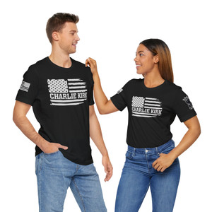 Charlie Kirk: American Flag - Unisex T-Shirt Charlie Kirk: American Flag - Unisex T-Shirt