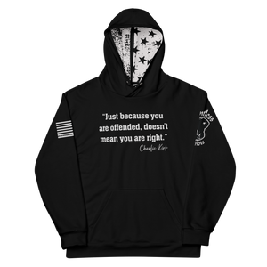 Charlie Kirk: Just Because You Are Offended - Unisex Hoodie Charlie Kirk: Just Because You Are Offended - Unisex Hoodie