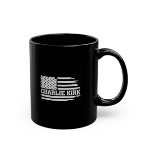 Charlie Kirk: American Flag - 11oz Black Mug Charlie Kirk: American Flag - 11oz Black Mug