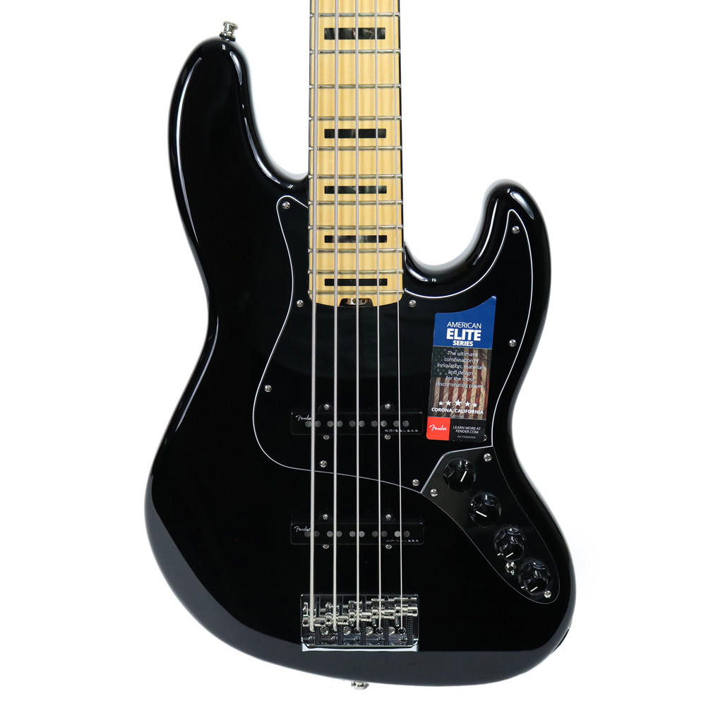 2016 Fender American Elite 5-String Jazz Bass V in Black | Cream