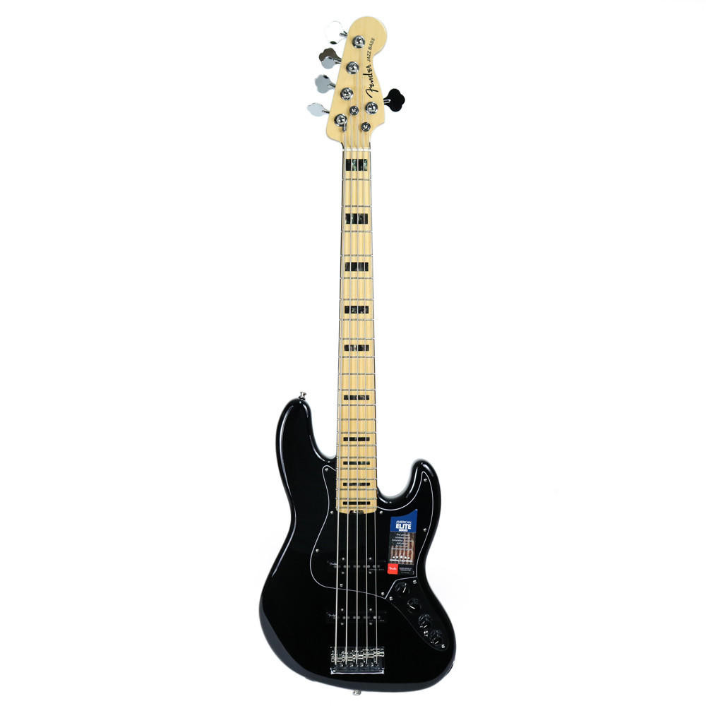 2016 Fender American Elite 5-String Jazz Bass V in Black | Cream