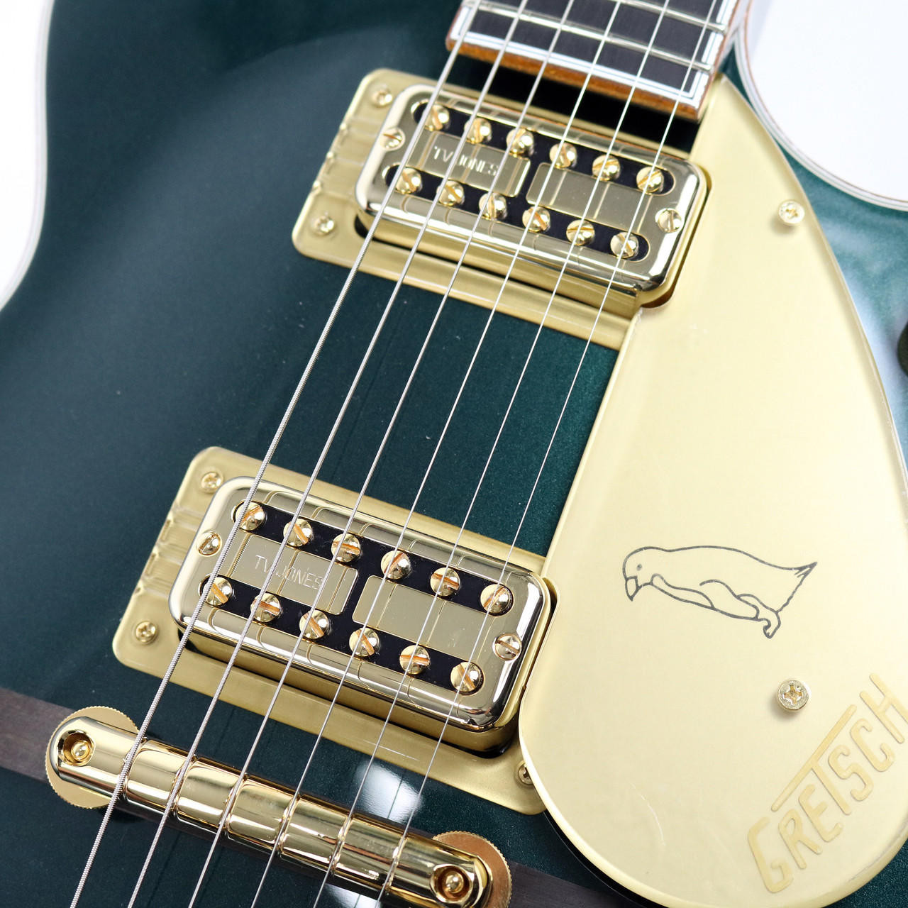 Gretsch G6134T-CDG Cadillac Green Penguin in with TV Jones | Cream